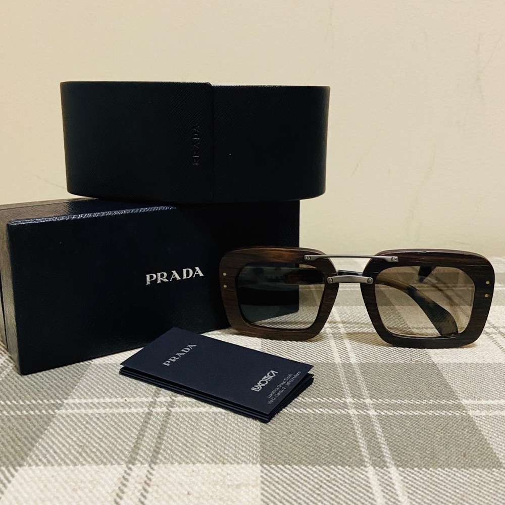 Prada Ebony Sand Havana Baroque Wood Sunglasses